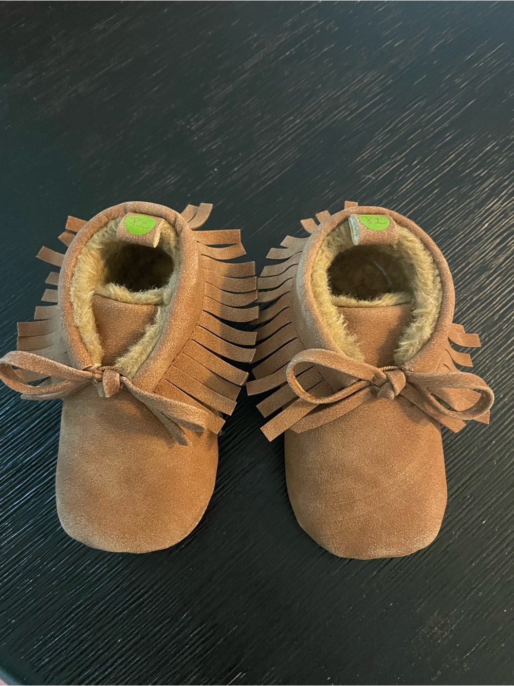 NWOT Brown Suede Fringe Moccasin Booties - Plush Lined